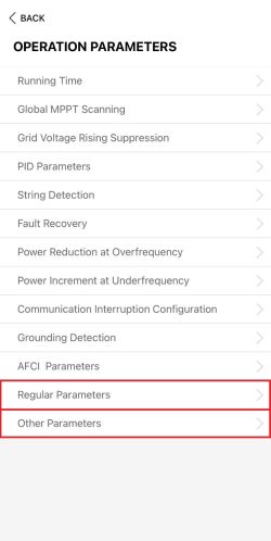 Operation Parameters